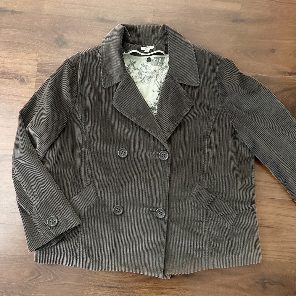 J. Jill Cotton Taupe Brown Corduroy Lined Jacket Women's Size 2X